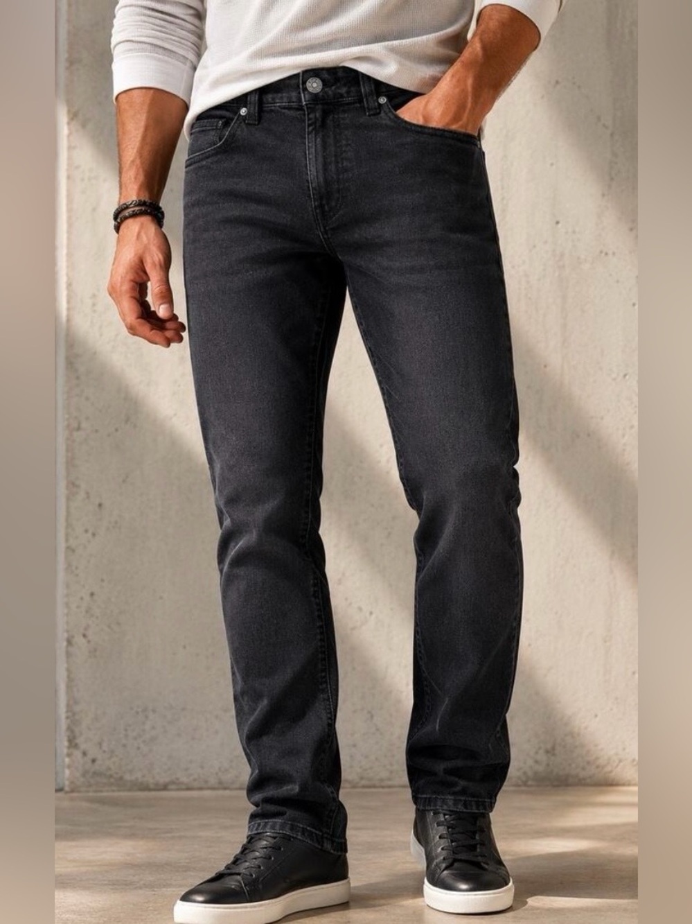 Buffalo David Bitton Men's Slim Straight Jeans in Black Sanded - Size 32X32